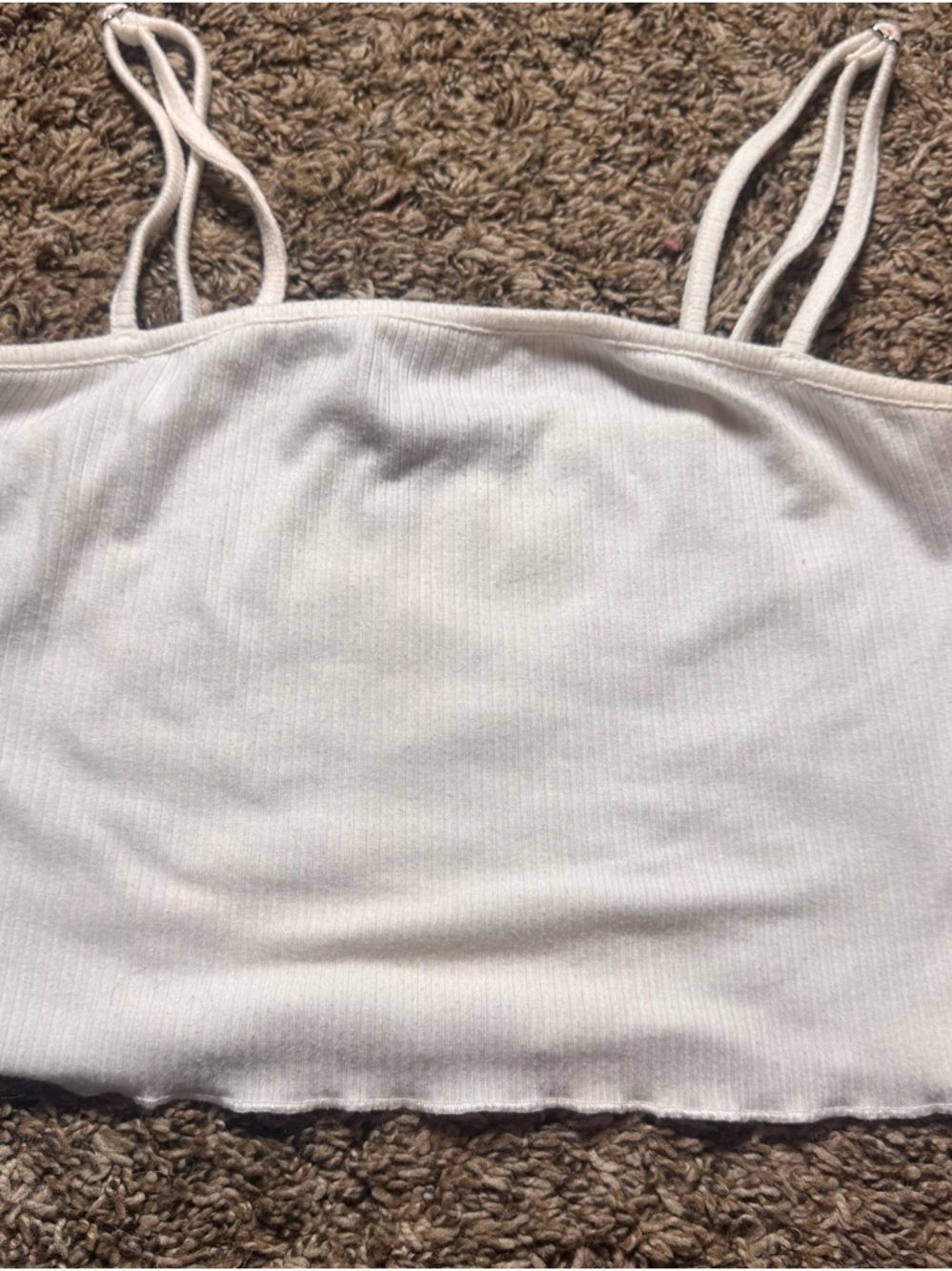 White Ribbed Double-Strap Crop Tank Forever 21 size S